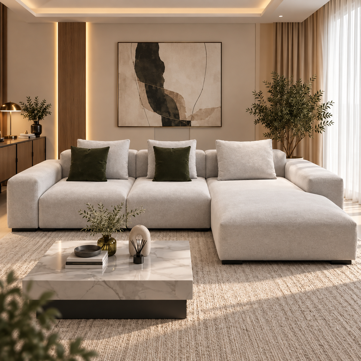 5280331e-9e5a-484f-b37d-984aa73abe73 كنب حرف ال موريانا - كتان رمادي - الصورة 1