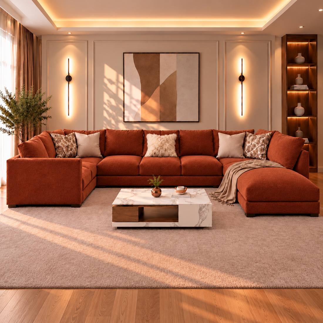 e0077bef-2c0e-4e14-ab79-f4b41d3fa174-2 كنب U سروانت عائلي مودرن فاخر 450 × 200 × 240 سم - الصورة 1