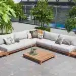 جلسات خارجية خشب - كتان رمادي