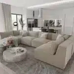 كنب متصل حرف يو زيمان - بيج