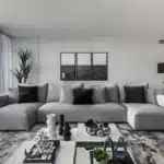 كنب متصل حرف يو شتارن - مخملي رمادي 1