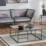 طاولة قزاز اسود ستاندار - معدن وزجاج 1