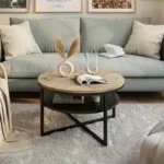 طاولة قهوة دائرية شاشماز - خشب بيج واسود