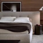 سرير نوم فخم مستورد - كتان رمادي