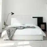 سرير ابيض منجد كتان 4