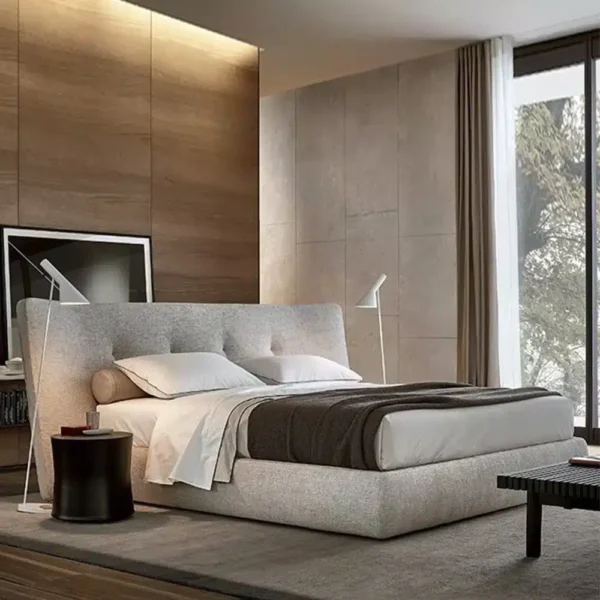 سرير نوم فخم - كتان رمادي 2