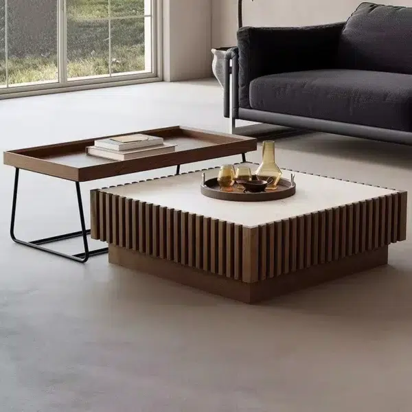 طاولة رخام وخشب