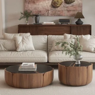 طاولات قهوة خشب طبيعي