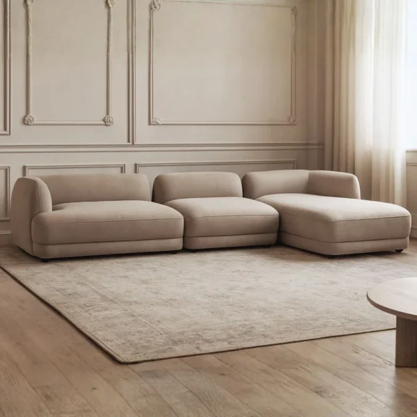 كنبة زاوية رينغو - 3 قطع بني، تصميم عصري، يوفر جلسة مريحة وأنيقة.