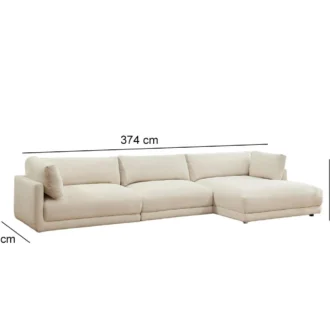 كنب زاوية مخمل مسيمو – بيج، راحة استثنائية، وأناقة تلفت الأنظار.