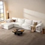 كنب زاوية زاريو – أبيض، راحة مثالية، ولمسة هادئة للمساحة.