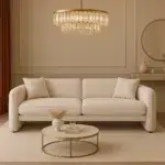 كنبة ثلاثي بونو – بيج وذهبي، راحة مثالية، ولمسة فاخرة لغرفة المعيشة.