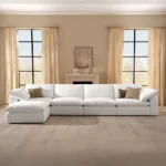 كنب زاوية زاريو – أبيض، تصميم عصري، يمنحك جلسة مريحة وأنيقة.