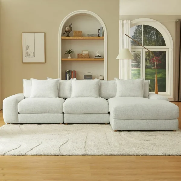 كنب زاوية يمين بلس – كريمي، توازن رائع، بين الجمال والراحة.