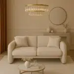 كنبة ثنائي بونو – بيج وذهبي، جلسة مريحة، وتصميم يناسب المساحات المختلفة.