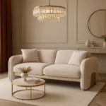 كنبة ثنائي بونو – بيج وذهبي، تصميم فاخر، يوفر جلسة مريحة وأنيقة.