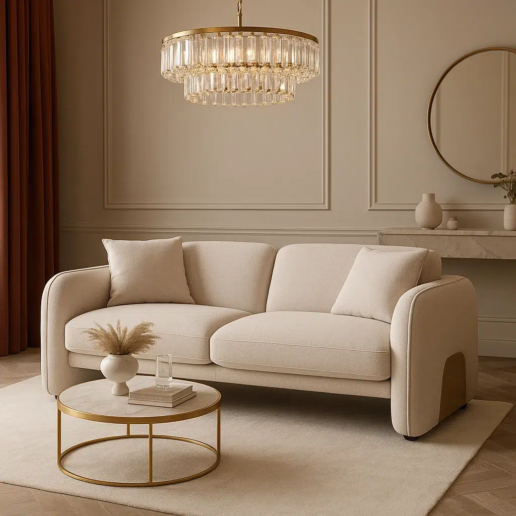 stylehom (4) كنبة ثنائي بونو – بيج وذهبي، تصميم فاخر، يوفر جلسة مريحة وأنيقة.