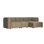 كنبة زاوية كينا - 3 قطع بني، جلسة واسعة، وتصميم يناسب العائلة.