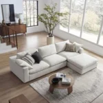 كنب زاوية ثنائي ماريان - مع أريكة استرخاء – أبيض، راحة فاخرة، ولمسة عصرية.